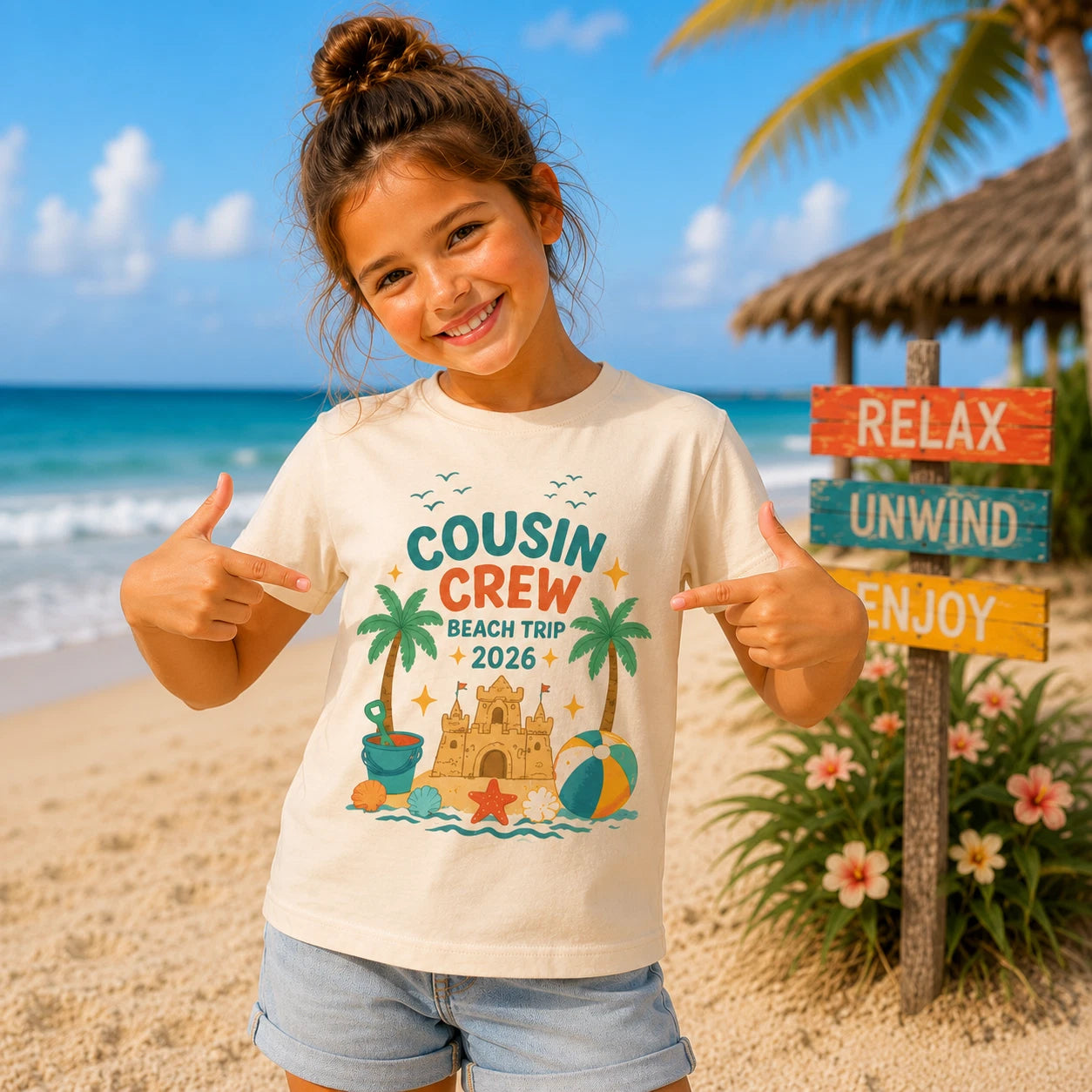 Cousin Crew Beach Trip 2026 Girls T Shirt Family Summer Holiday Outfit
