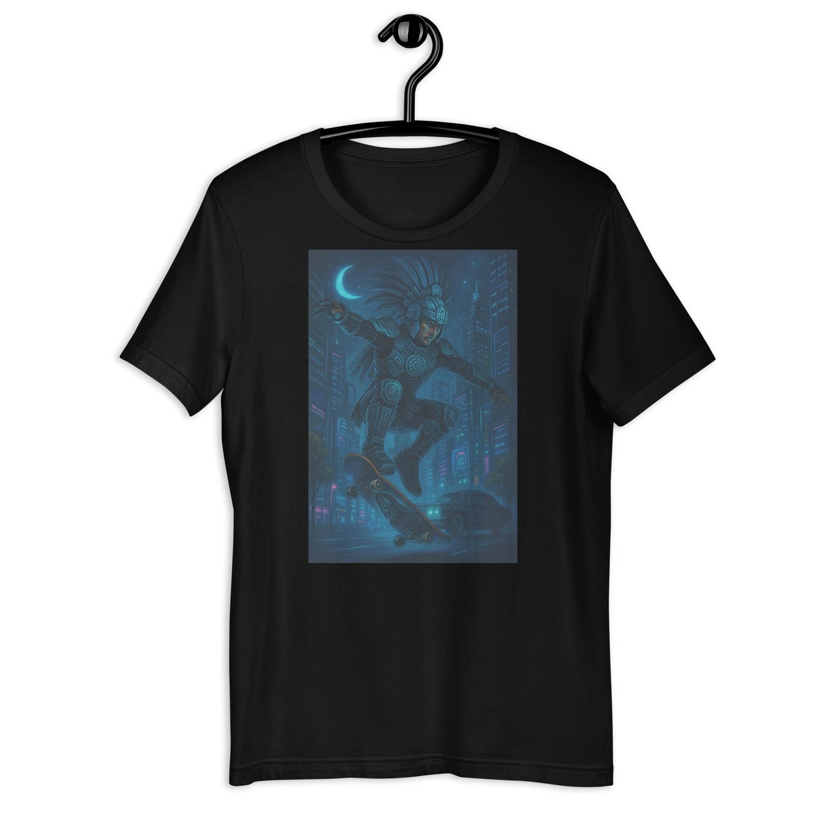 Aztec Skater Cyberpunk T-Shirt Futuristic Warrior Night City Graphic