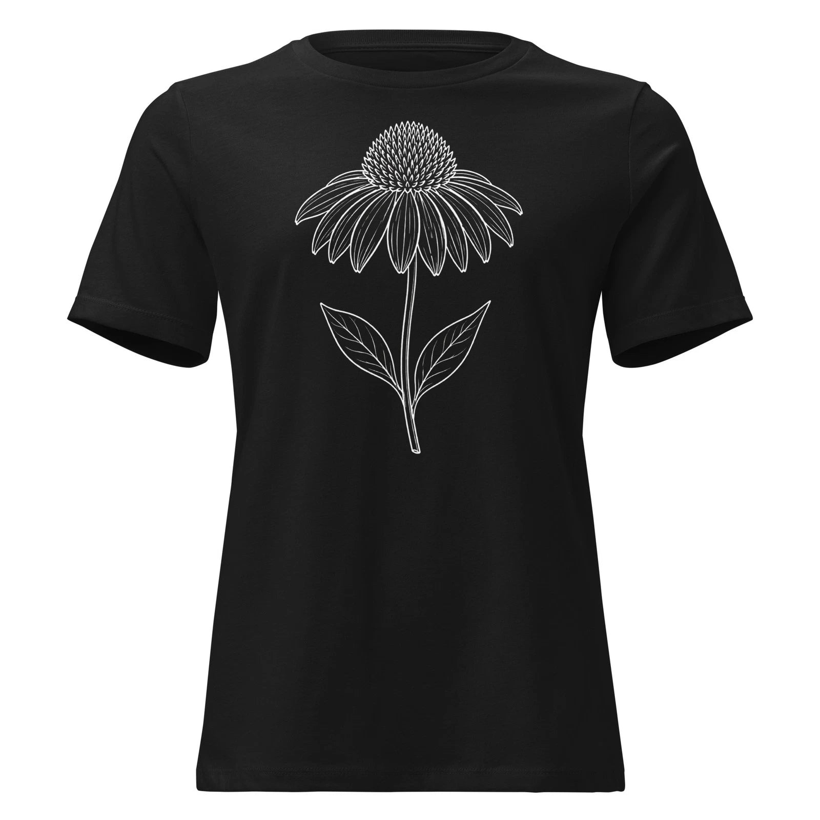 Echinacea Shirt Minimalist White Floral Line Art Botanical Garden Tee Women Gift