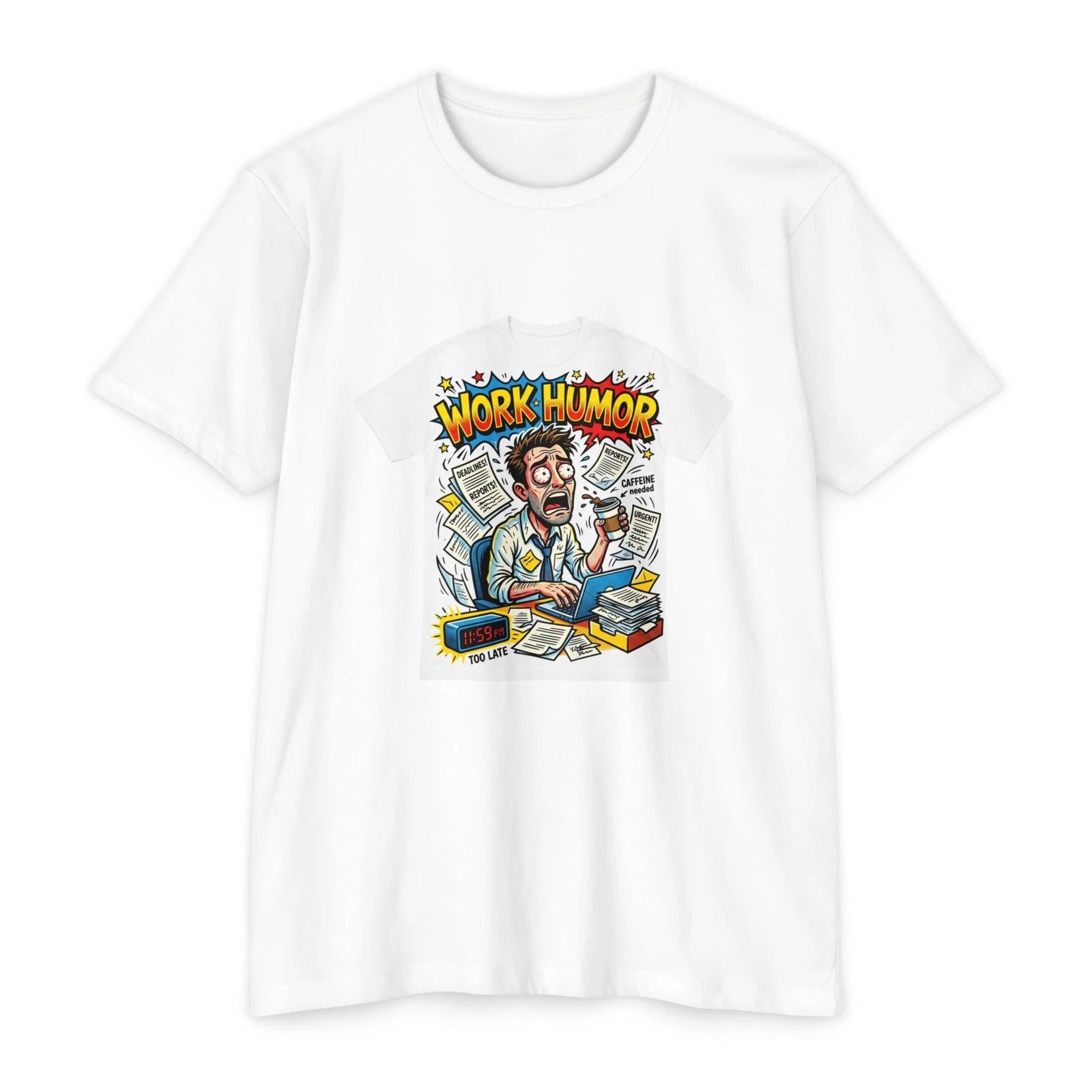 Work Humor Cartoon, T-Shirt | Office Stress Graphic Tee