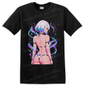 Anime Waifu T Shirt Neon Cyberpunk Bikini Girl Graphic Retro Futuristic Tee Art