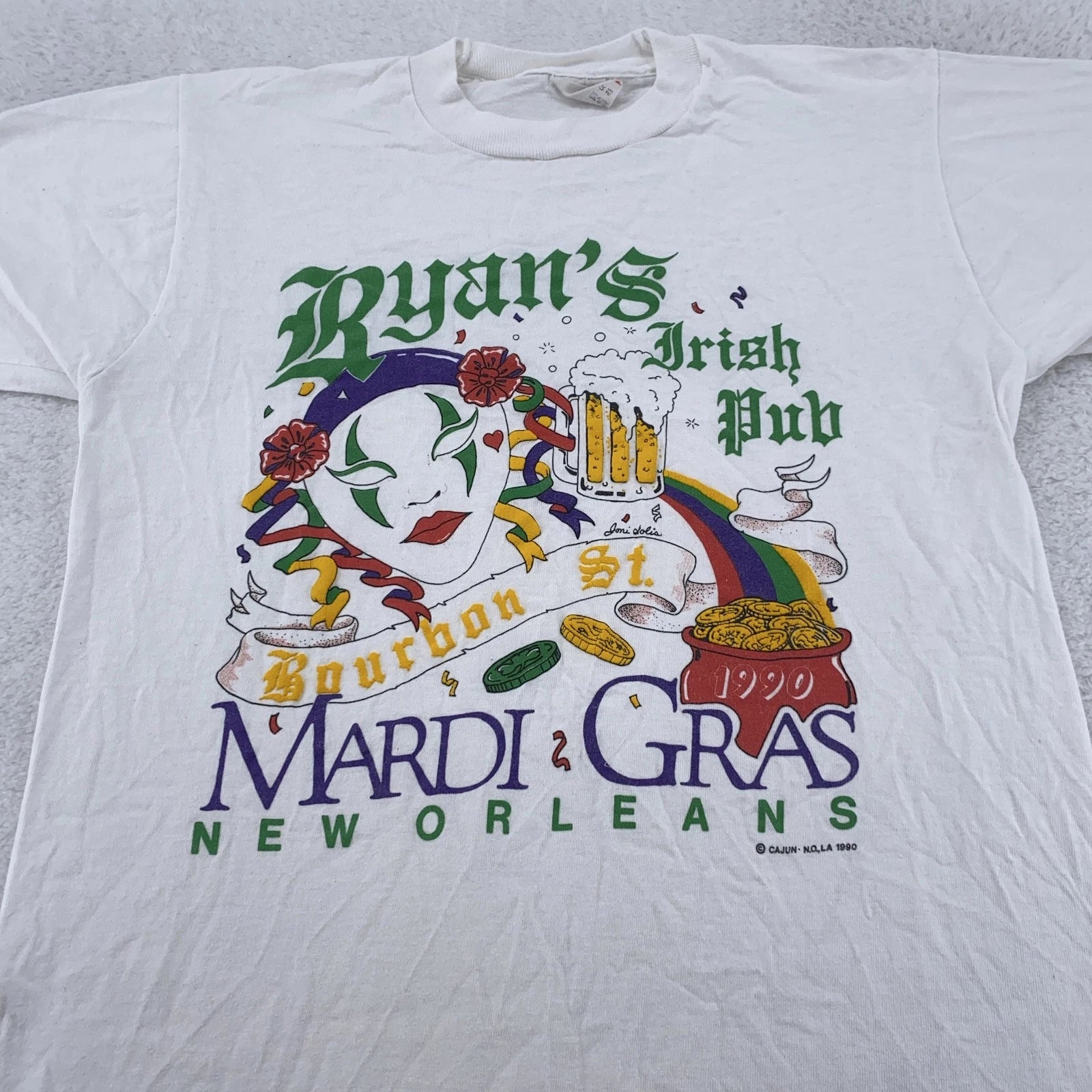 Vintage Ryan's Irish Pub Shirt Mens Small Bourbon St. New Orleans Mardi Gras 90s