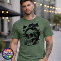 Gothic Skull Printed T-Shirt Forest Skeleton Dark Graphic Tee Gift Unisex S-2XL