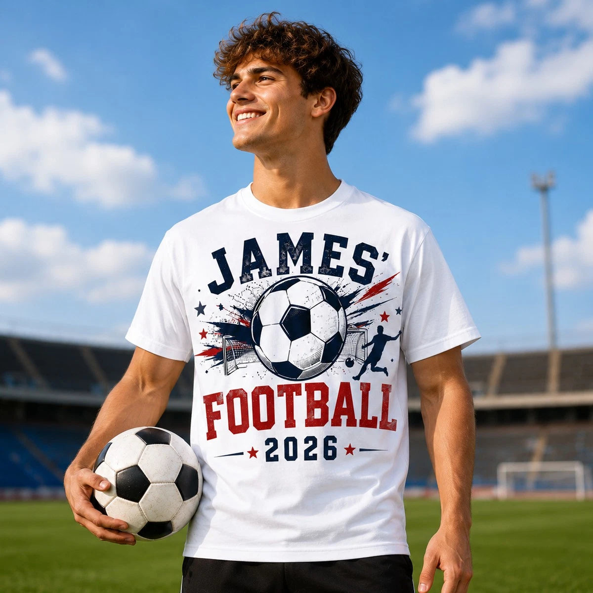 Personalized Football Graphic T-Shirt 2026 Custom Name Sports Fan Tee