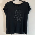 Women’s Black T-Shirt – Beloved Woman Line Art Face Graphic Tee – Size XXL