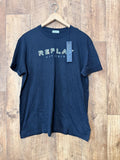 Replay Off Grid Black Graphic T Shirt Minimal Streetwear L BNWT