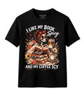 I Like My Book Spicy Shirt Reading Skeleton Tee Book And Coffee Unisex T Shirt