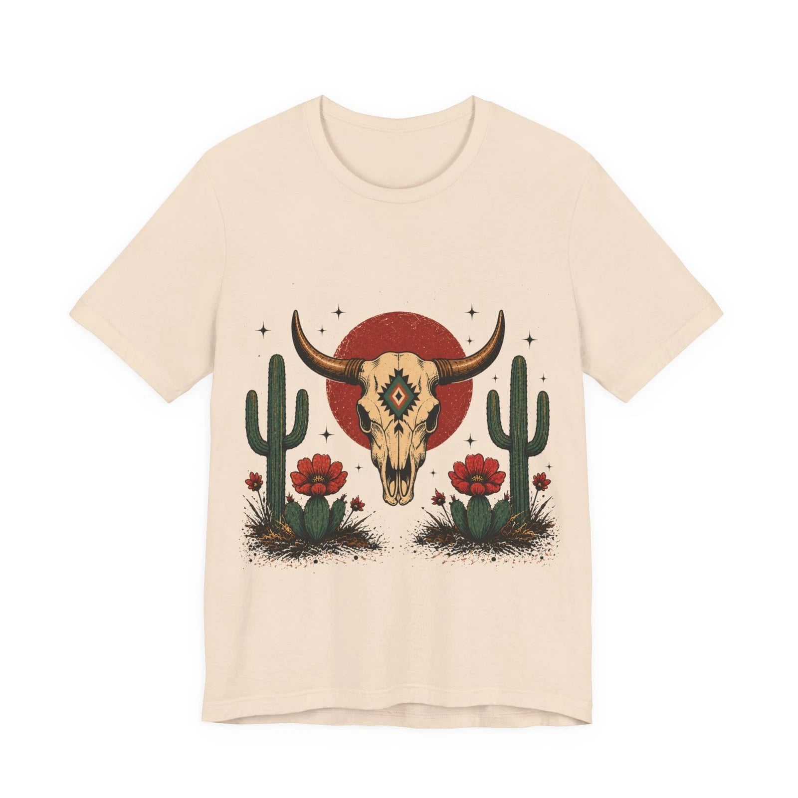Southwestern Steer Skull Tee | Cactus, Desert Flowers, Boho Skull