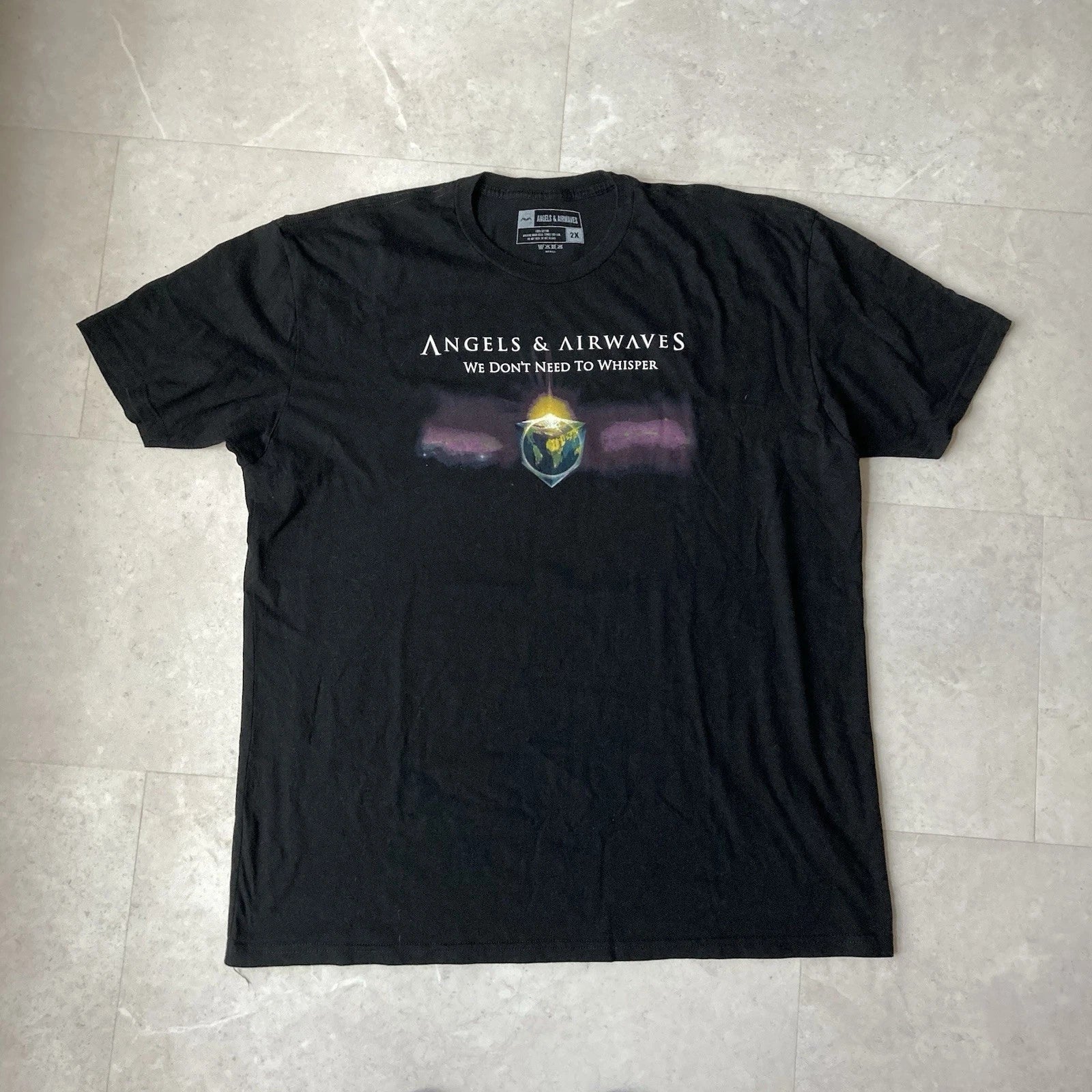 vintage angels & airwaves blink 182 we don’t need to whisper punk rock band tee