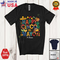 Happy Cinco De Mayo; Custom Name Mexican Sombrero Taco Cactus; Family T-Shirt