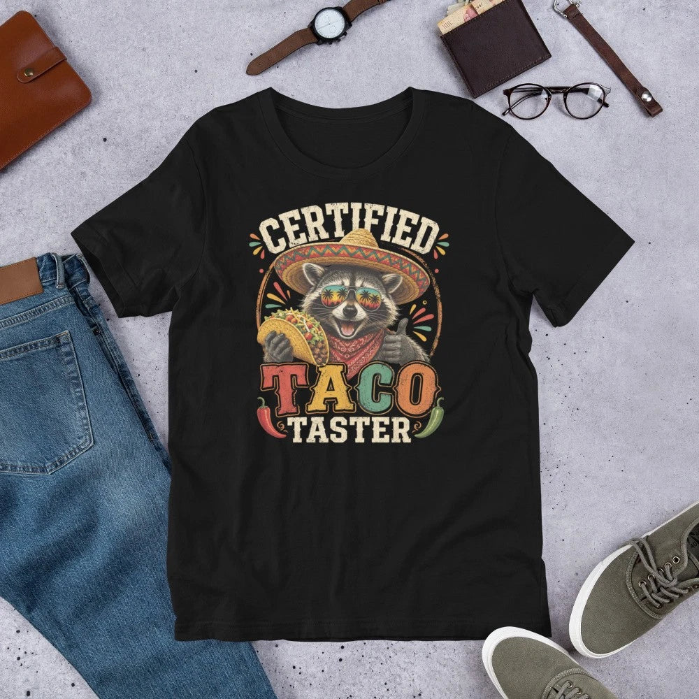 Certified Taco Taster Funny Tacos Lover Fiesta Mexican Food t-shirt