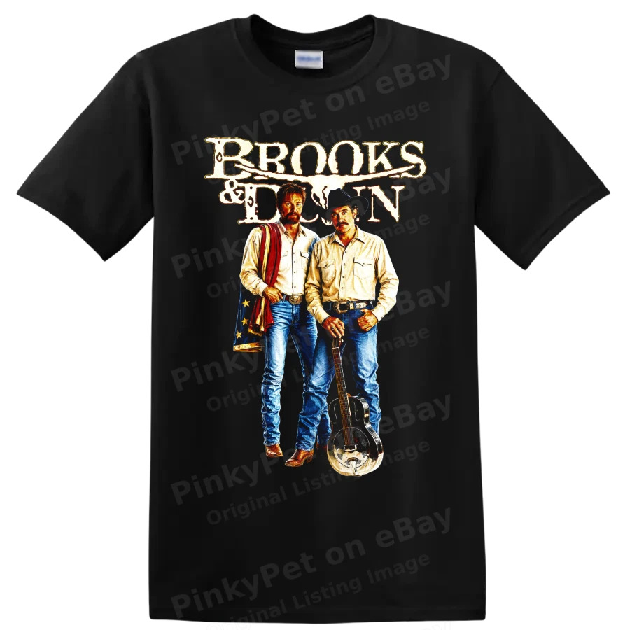 Brooks and Dunn Country Music T Shirt w/ Cowboy Guitar Vintage Concert Art Tee