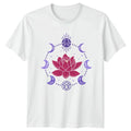 Lotus Moon Phases Sun Celestial Floral Spirituality Mens Womens Graphic Tee