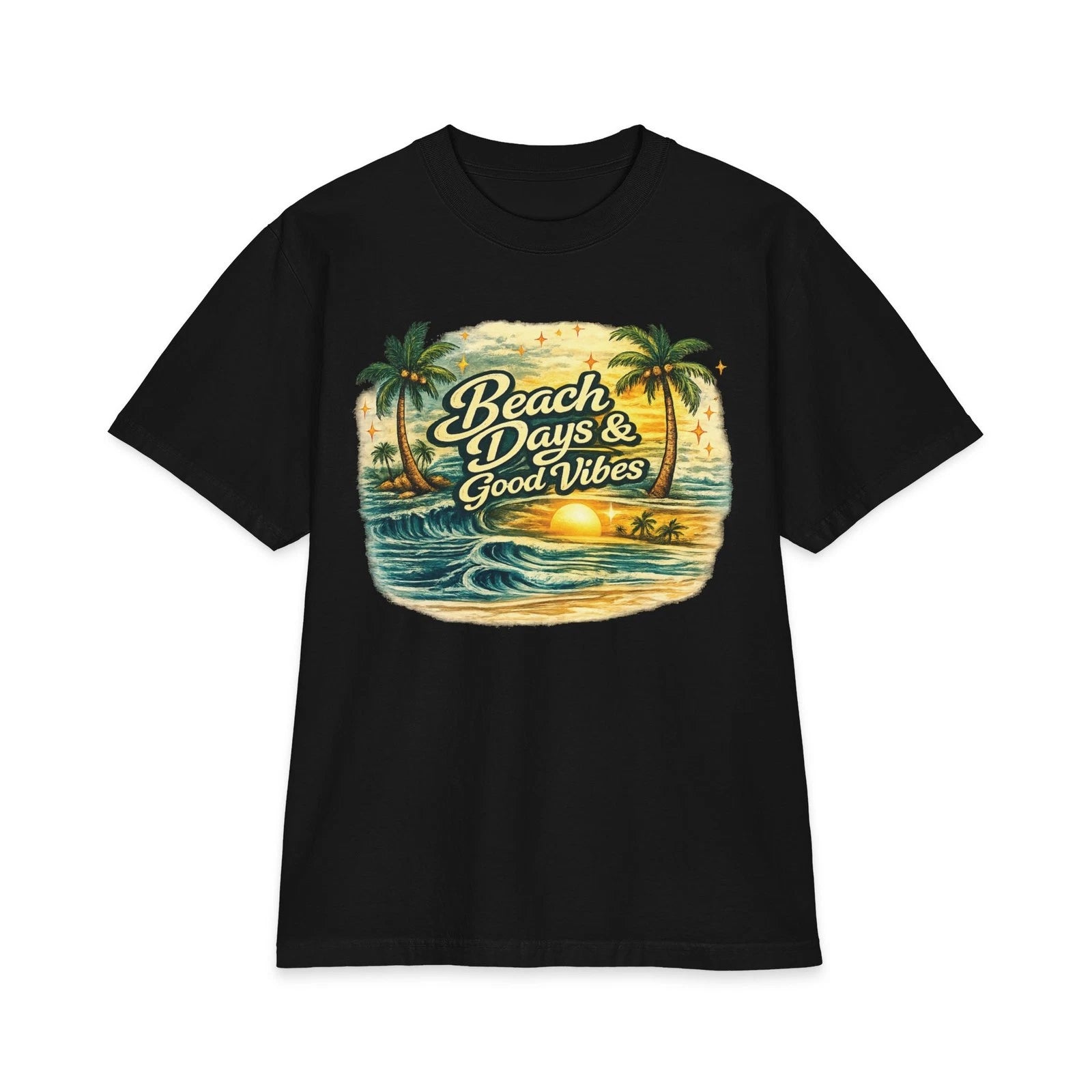 BeachDays &Good Vibes T-Shirt|Tropical Beach Sunset PalmTree Summer Vacation Tee