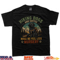 Hiking Dog And Coffee Funny Outdoor Adventure Dog Lover T-Shirt