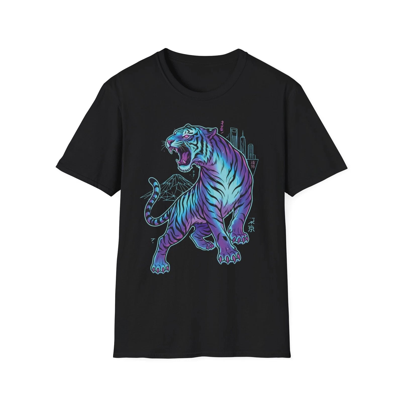 Neon Cyberpunk Tiger T-Shirt Japanese Streetwear Y2K Vaporwave Graphic Tee Gift