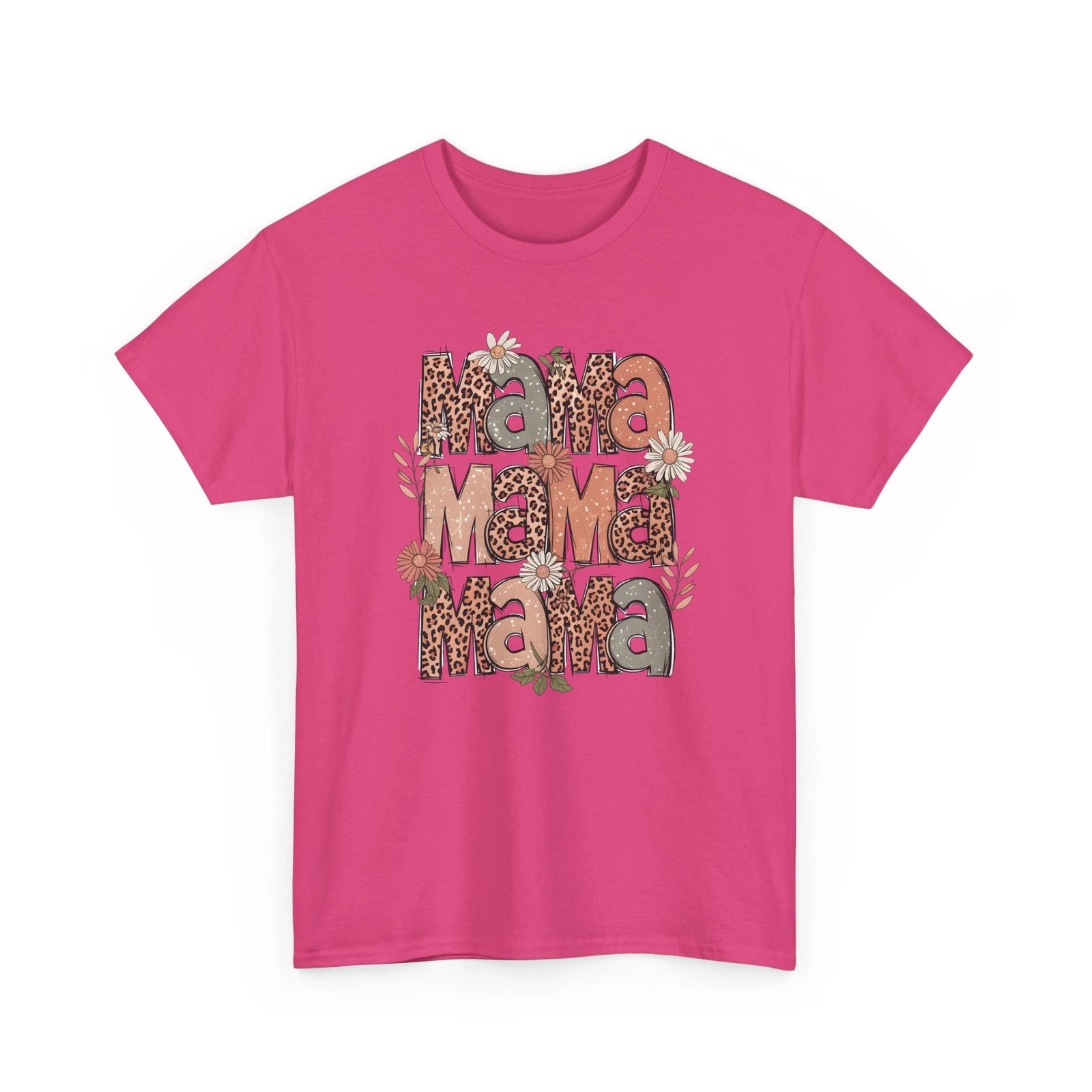Leopard Mama Flower T-Shirt - Happy Floral Tee for Positive Energy