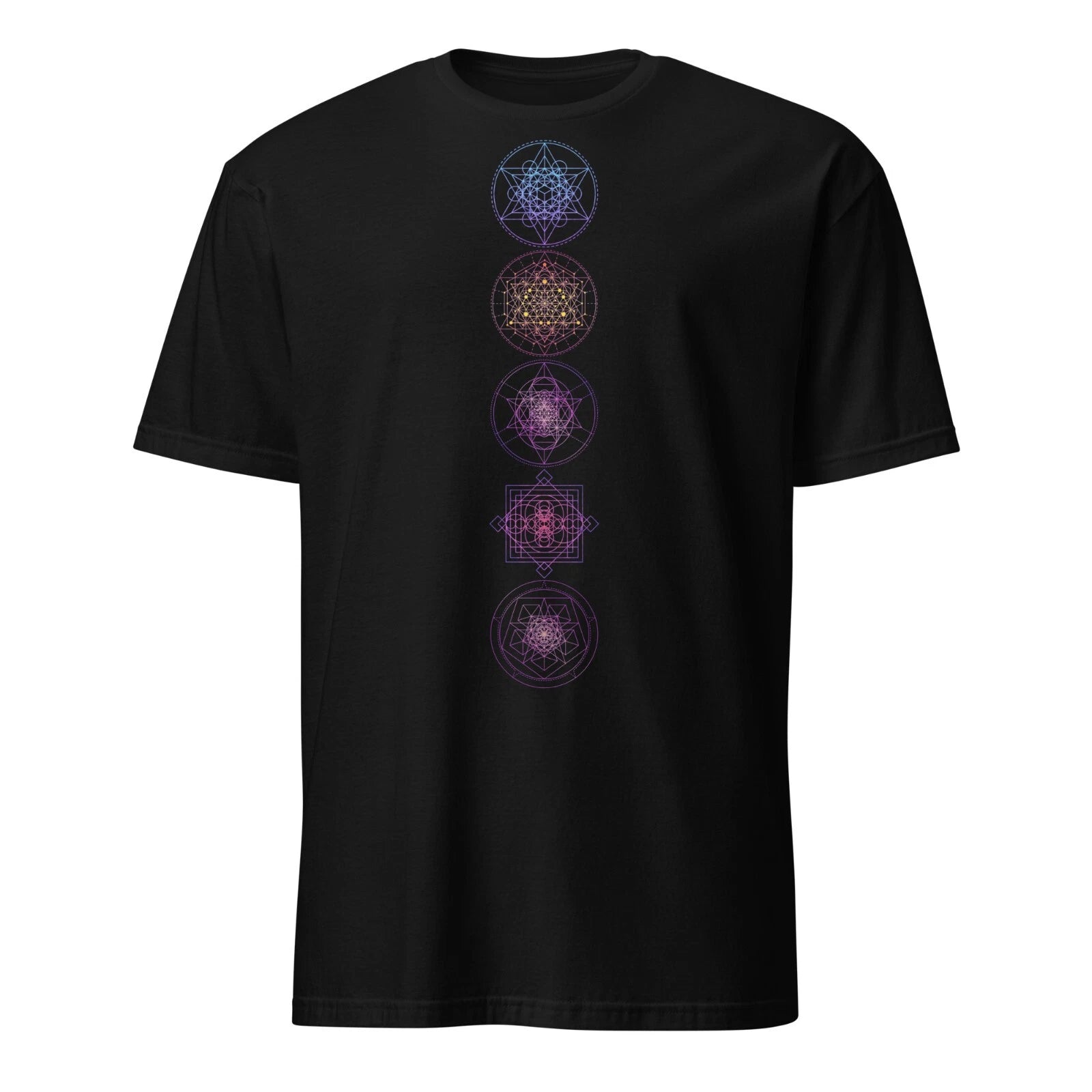 Sacred geometry Symbols With Flower of Life Gradient Spiritual Unisex T-Shirt