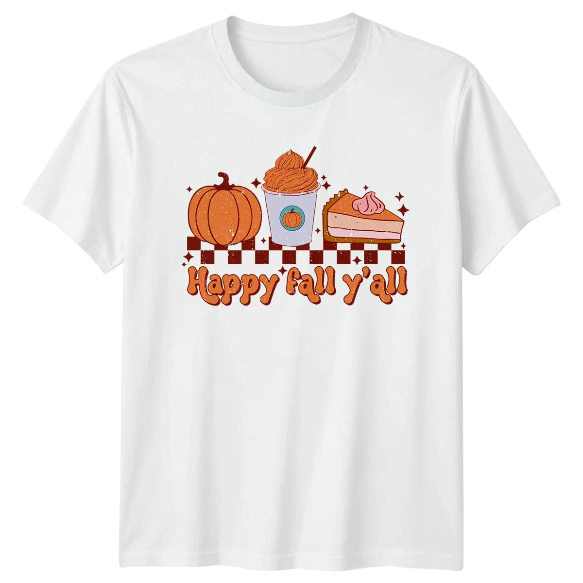 Happy Fall Yall Womens T-Shirt Pumpkin Spice Latte Autumn Thanksgiving