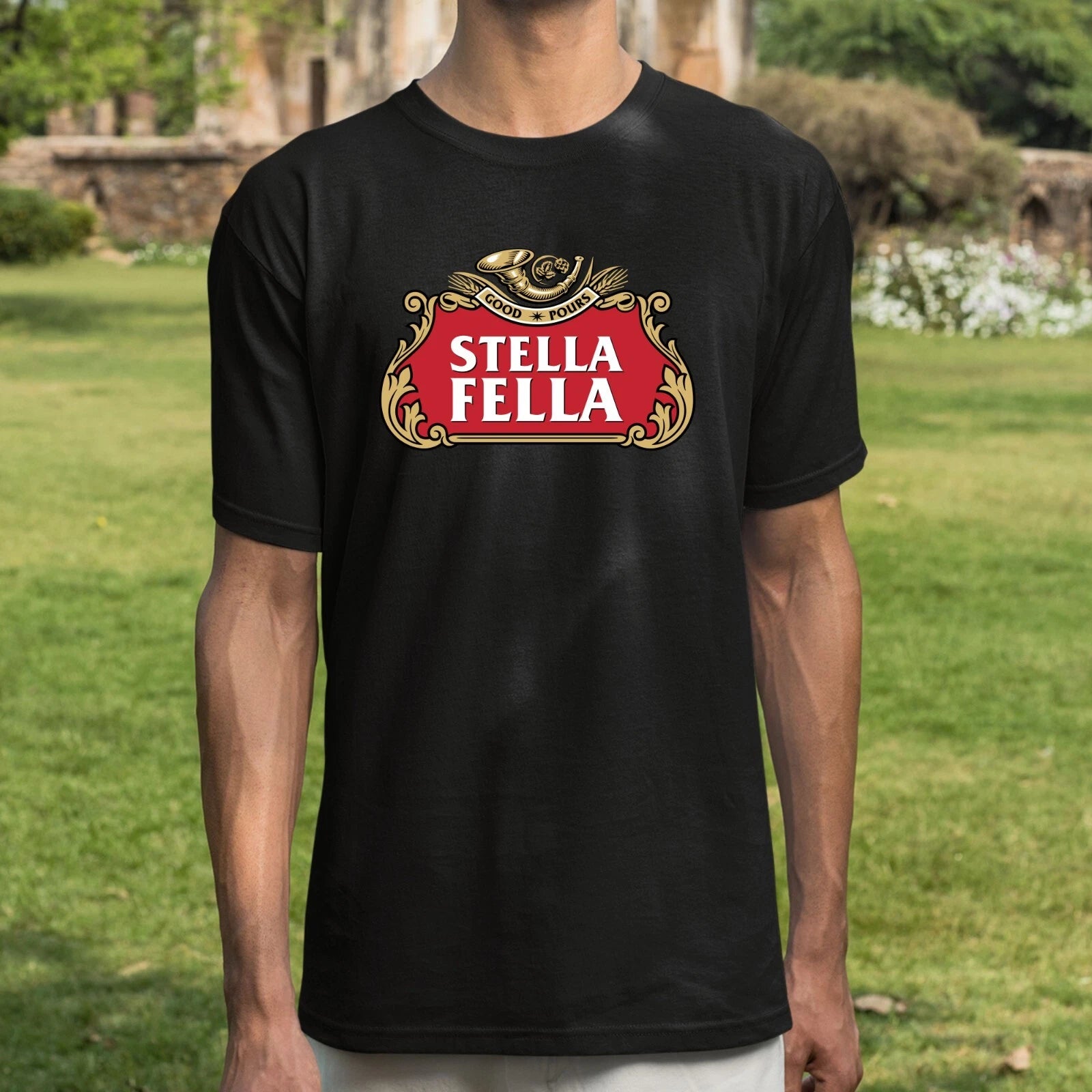 Stella Fella T-Shirt Funny Printed Drink Beer Party Gift Short Sleeve Mens T Top