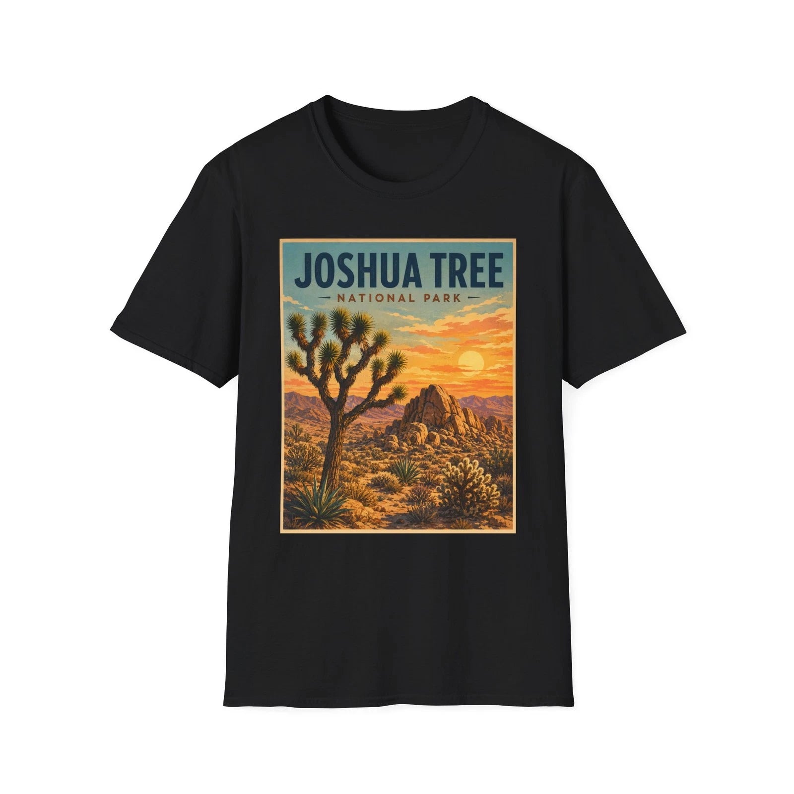 Joshua Tree National Park Retro T-Shirt | Desert Sunset Illustration