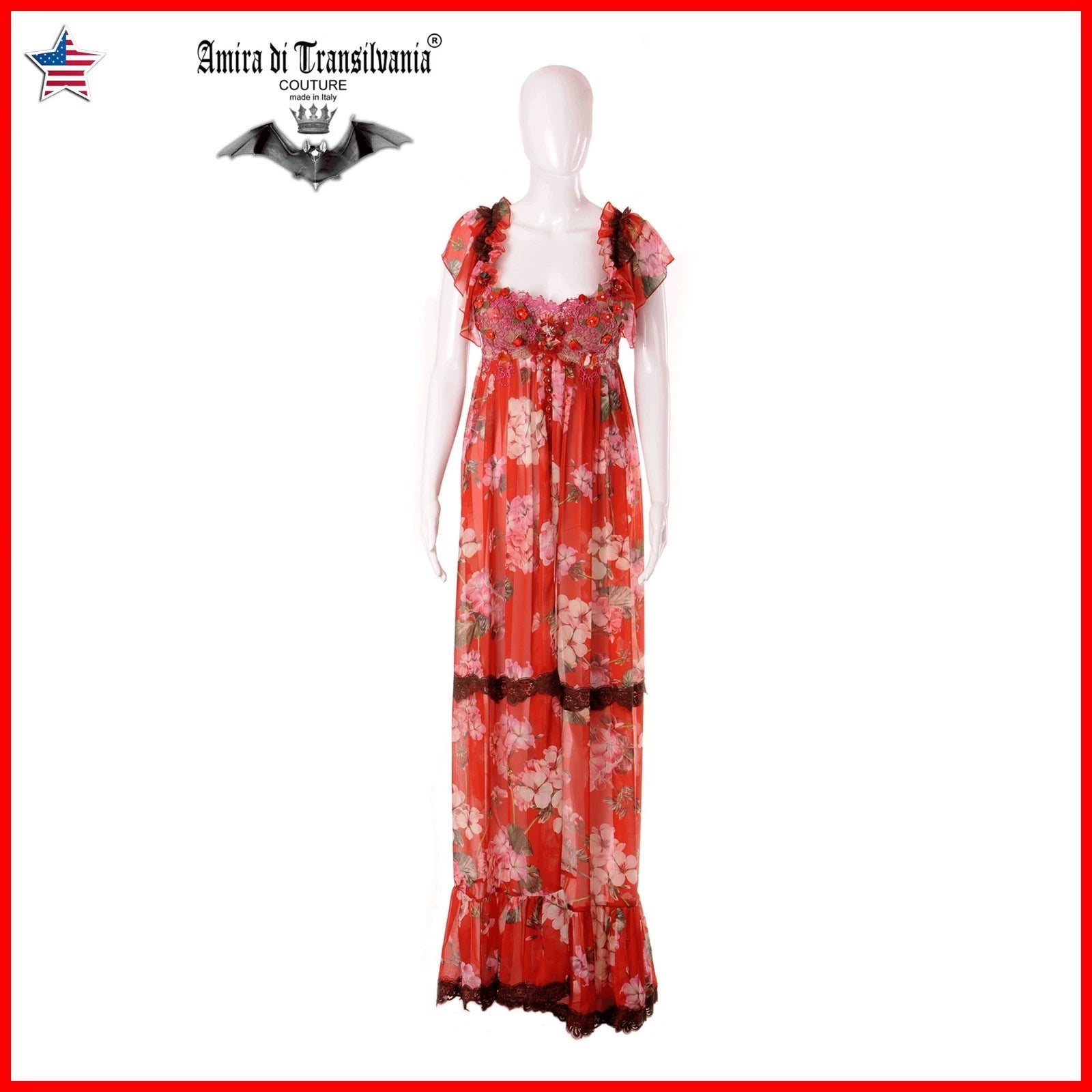 women clothing summer dress haute couture red flowers embroidered sequins roses