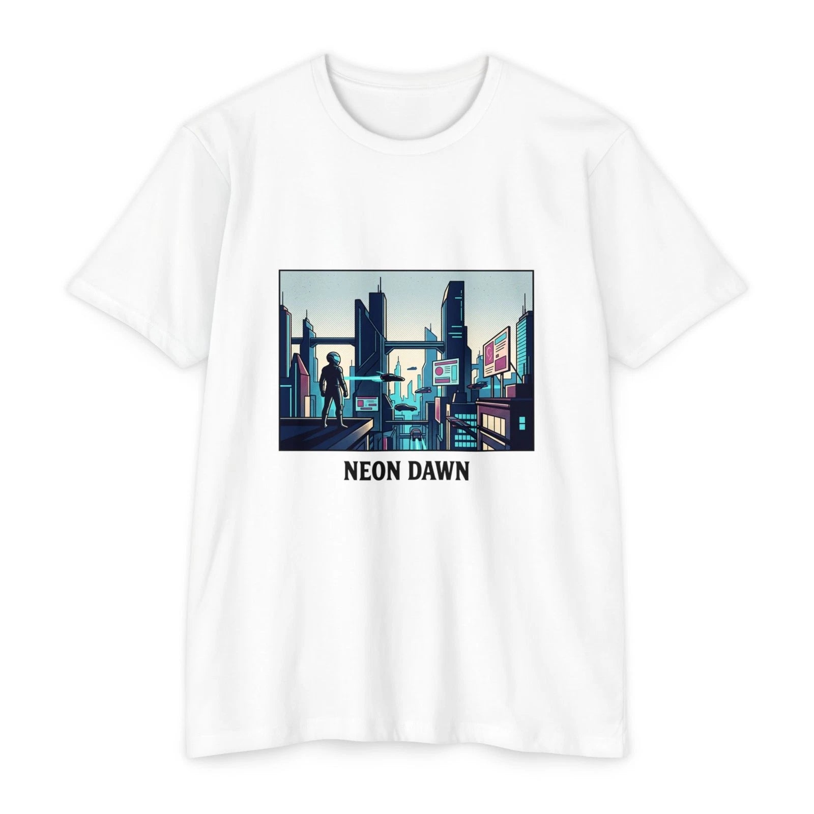 Neon Dawn cityscape T-Shirt | Cyberpunk skyline tee