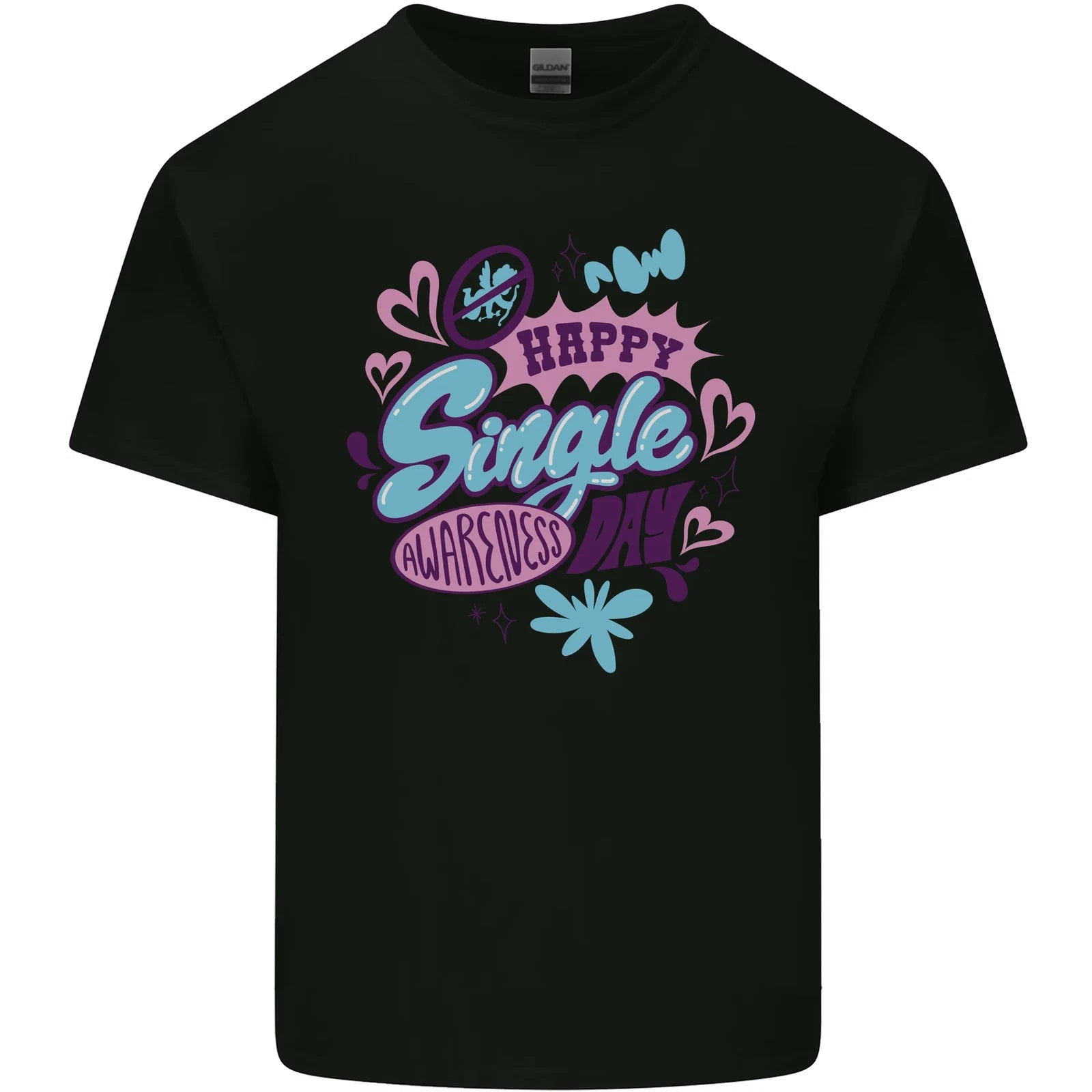 Happy Single Day Anti Valentines Romance Mens Cotton T-Shirt Tee Top