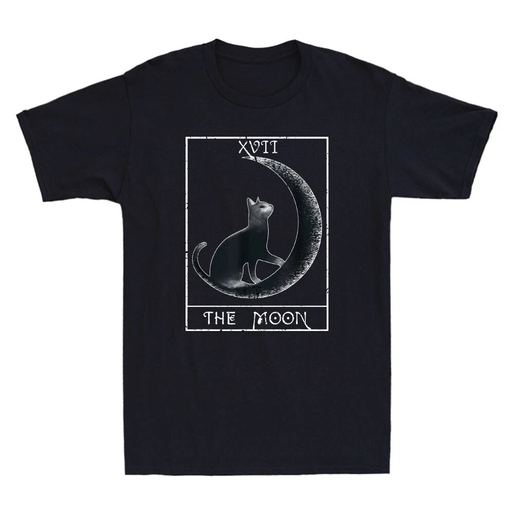 Moon & Black Cat Tarot Card Funny Cat Lover Gift Vintage Men's T-Shirt Black Tee