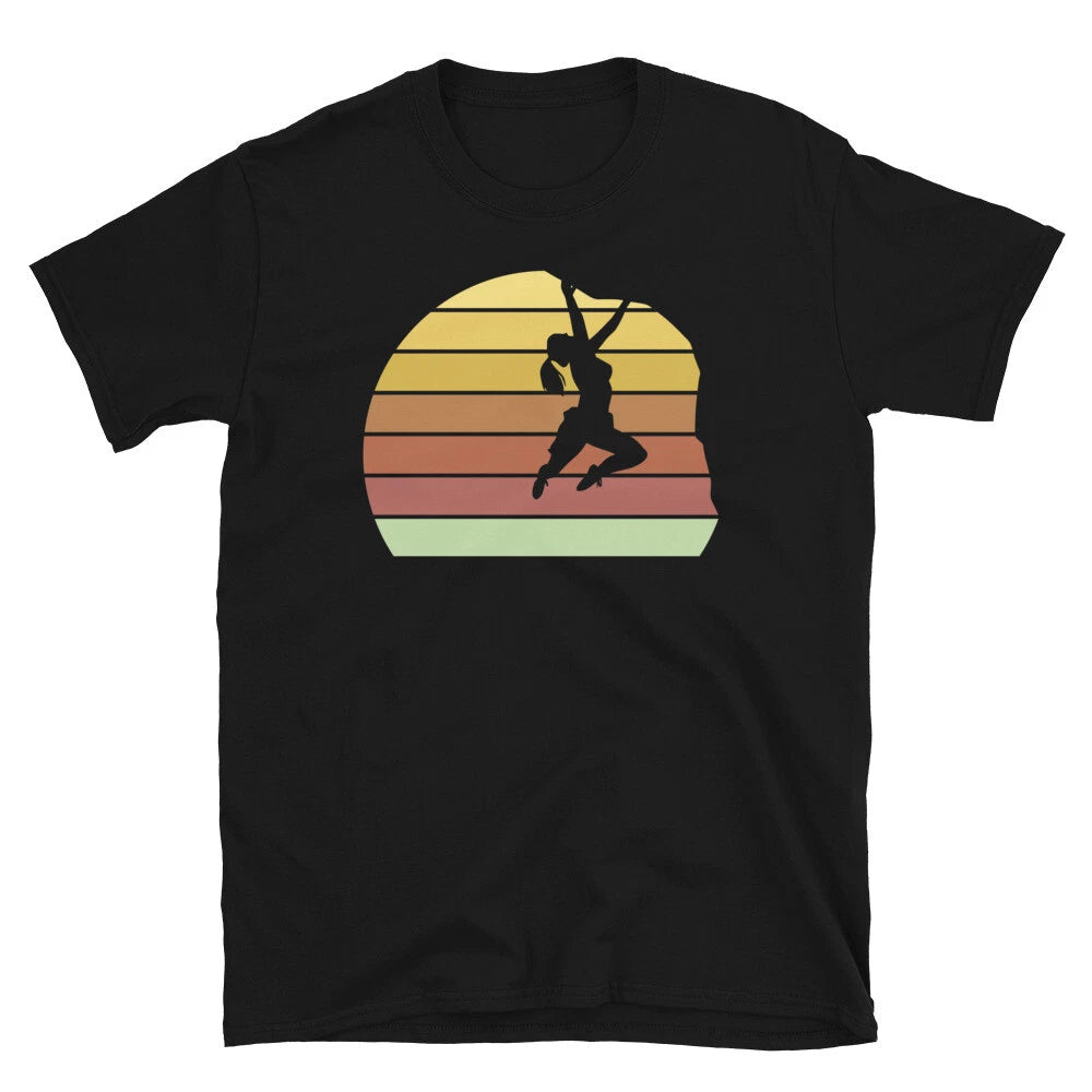Retro Sunset Female Rock Climbing Outdoor Bouldering Short-Sleeve Unisex T-Shirt