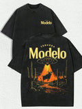 1 PCS Retro American-Beer 'Cerveza Modelo UFO Abducting Bull In Desert Cactus