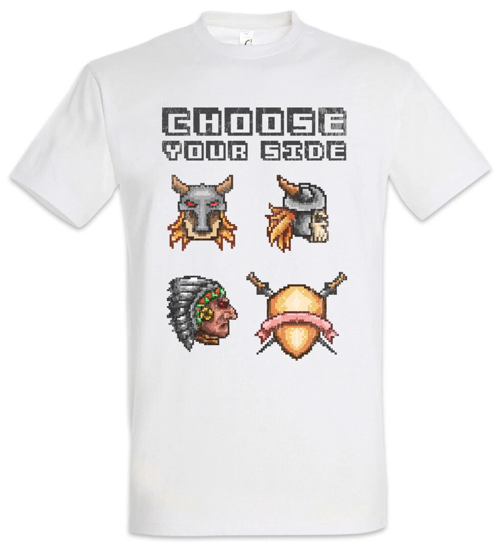 Choose Your Side T-Shirt Gamer Gaming Pixel Retro Arcade 8 16 Bit Geek Nerd