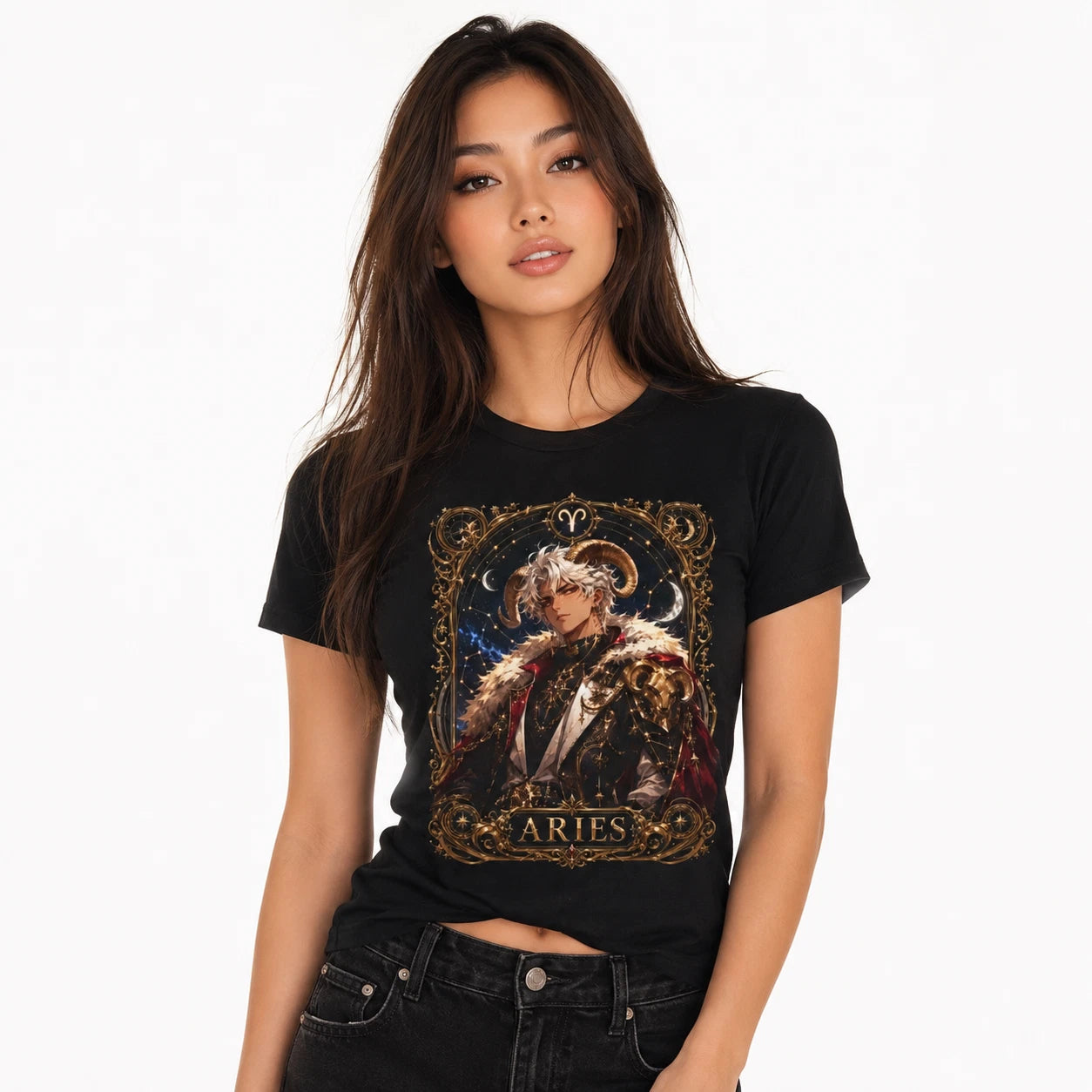 Aries Zodiac Prince T-Shirt | Ram Horn Anime Astrology Graphic Tee