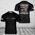 Custom Name Pride Runs Deep Submarine Service Veteran Flag Patriotic T-Shirt 3D