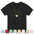 Minimalist Line Art Couple T-Shirt Love Face Outline Heart Valentine Gift Tee