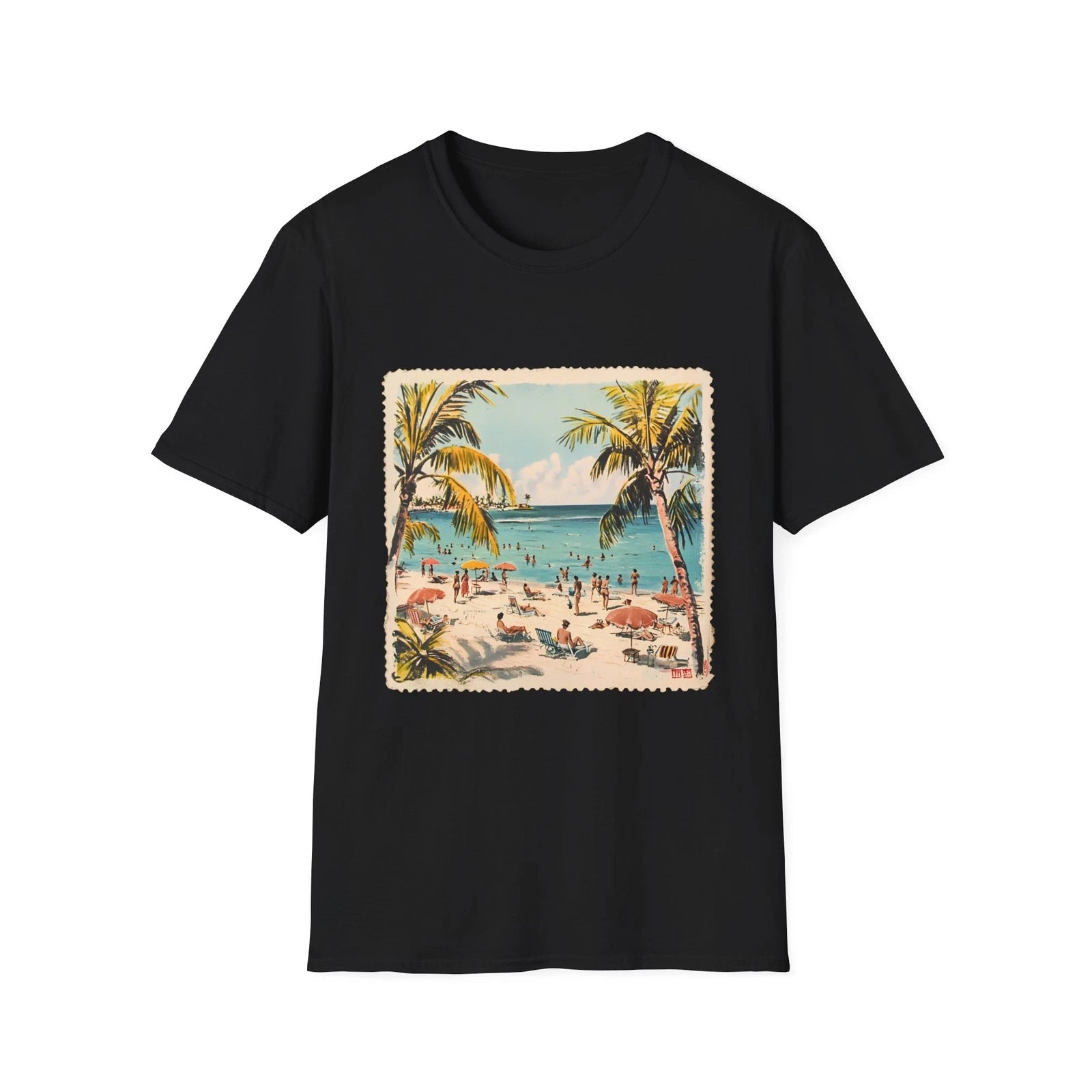 Tropical Beach Vibe Unisex Softstyle T-Shirt, Summer Shirt, Vacation Apparel,