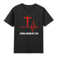 Jesus Saved My Life Cross Heartbeat Christian Religious T-Shirt