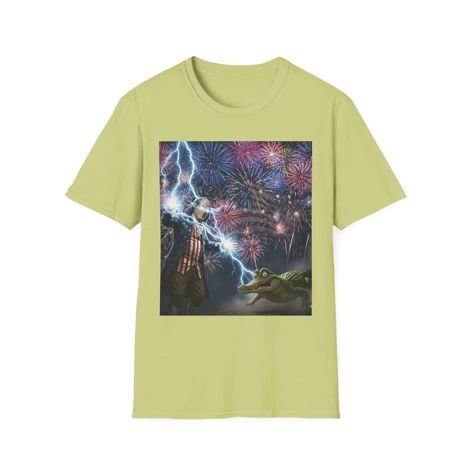 Benjamin Franklin Humbles Alligator Funny Patriotic Softstyle Graphic T-Shirt