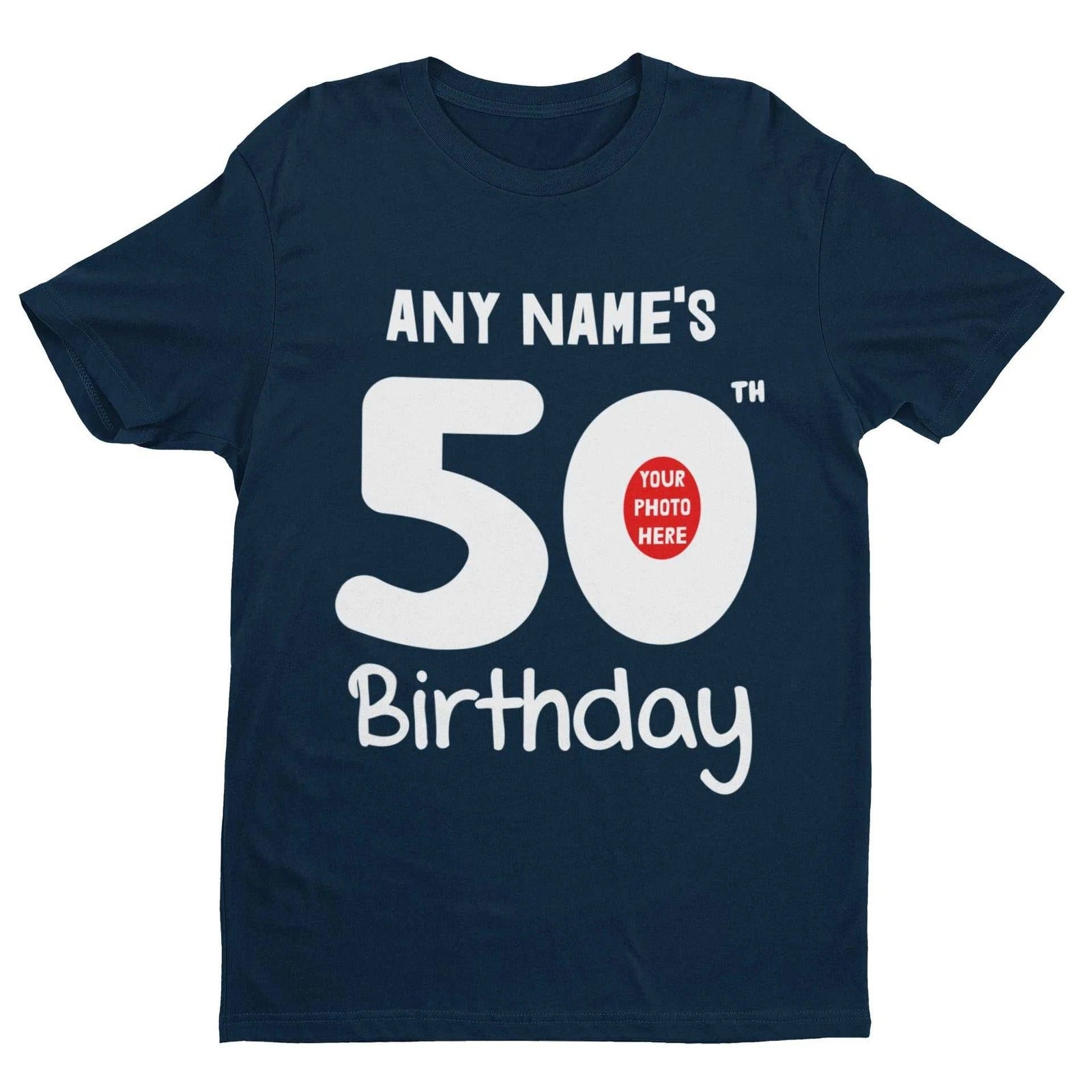 Personalised 50th Birthday T-Shirt – Custom Name & Photo Gift Idea For Fiftiet