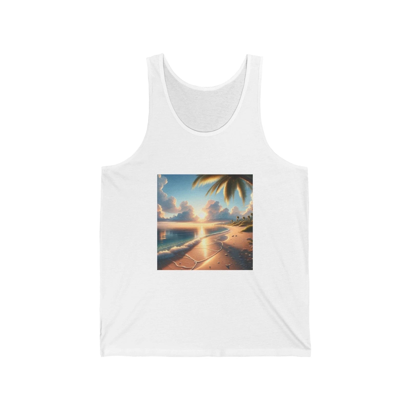 Tropical Sunset Unisex Jersey Tank, Beachwear, Summer Vibes, Vacation Shirt,