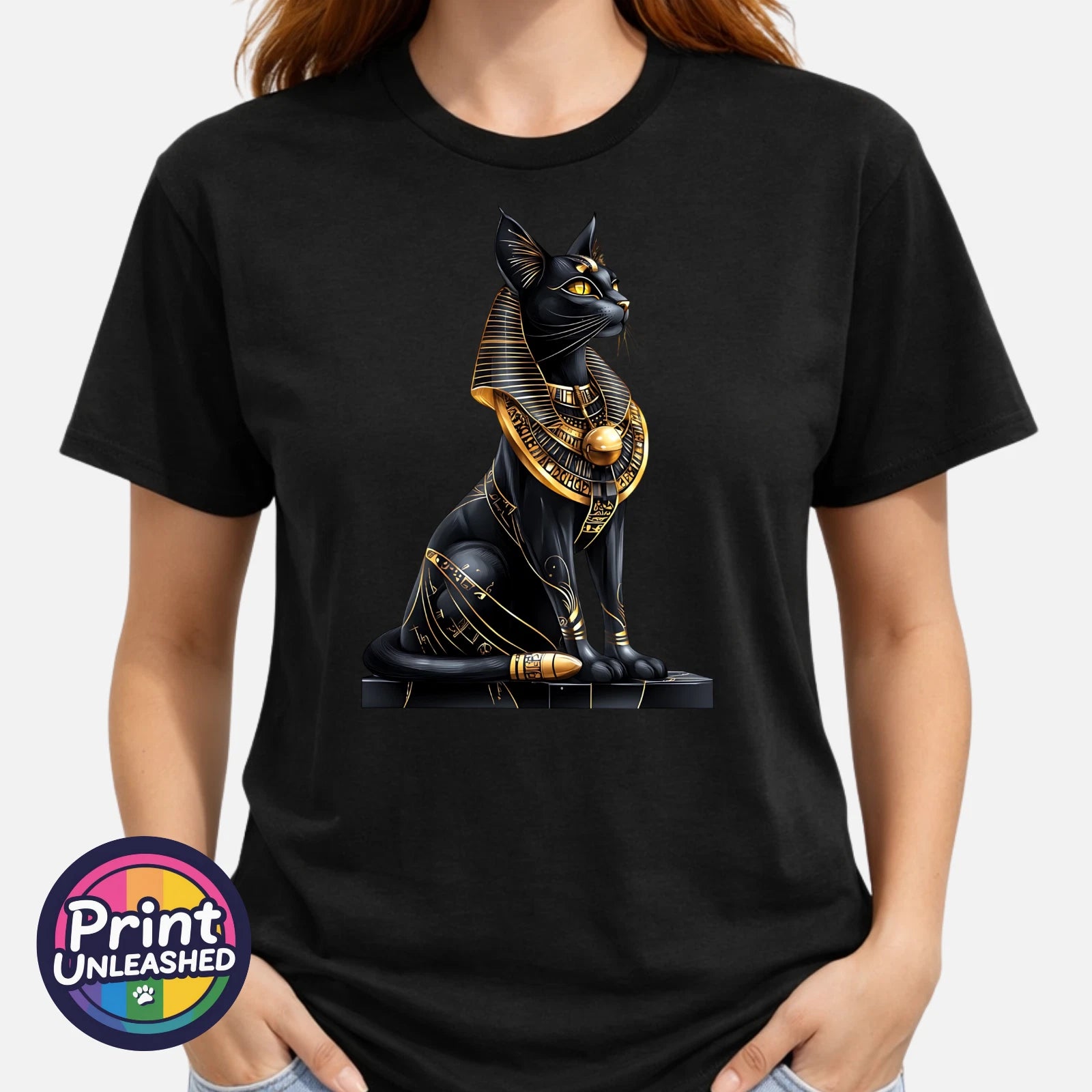 Bastet Cat Goddess T Shirt Egyptian Mythology Graphic Tee Sacred Cat Gift S-2XL