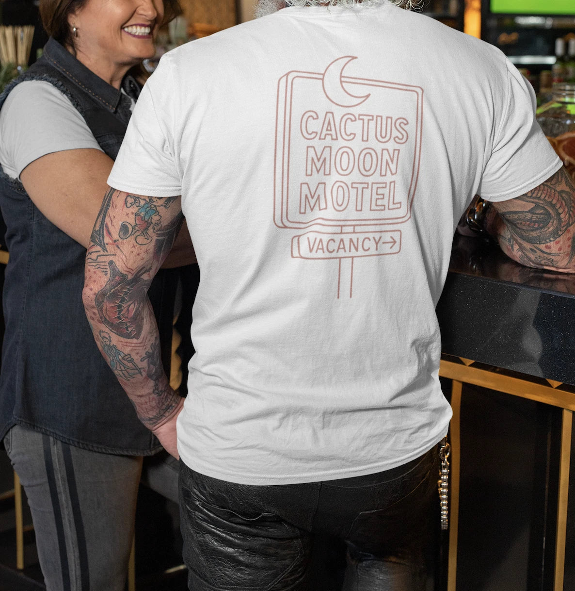 Desert Motel Retro Graphic Tee, Cactus Moon Unisex Heavy Cotton Tshirt