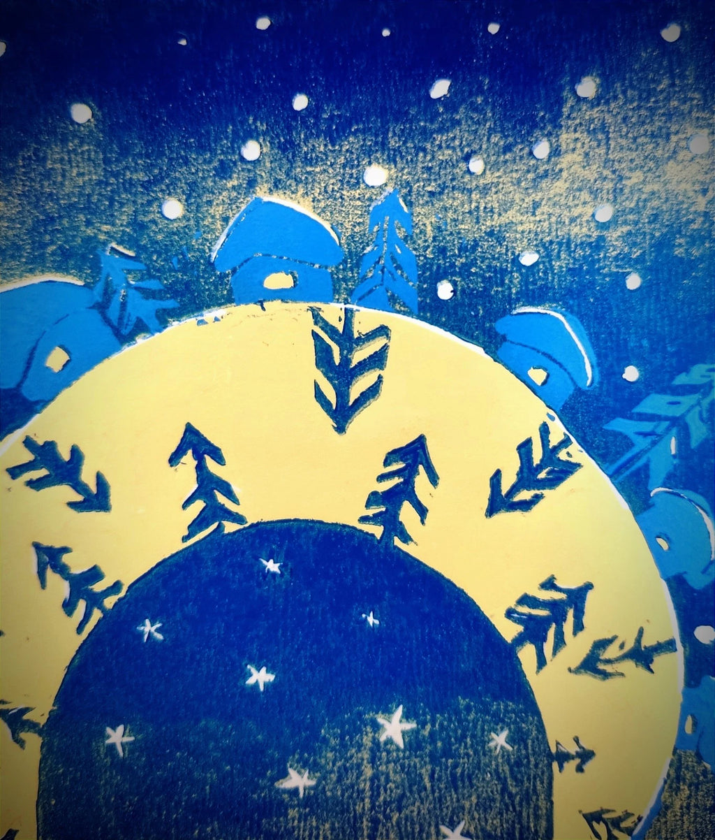 Original Color Linocut Print — Limited Edition — Hand Printed Reduction Linocut