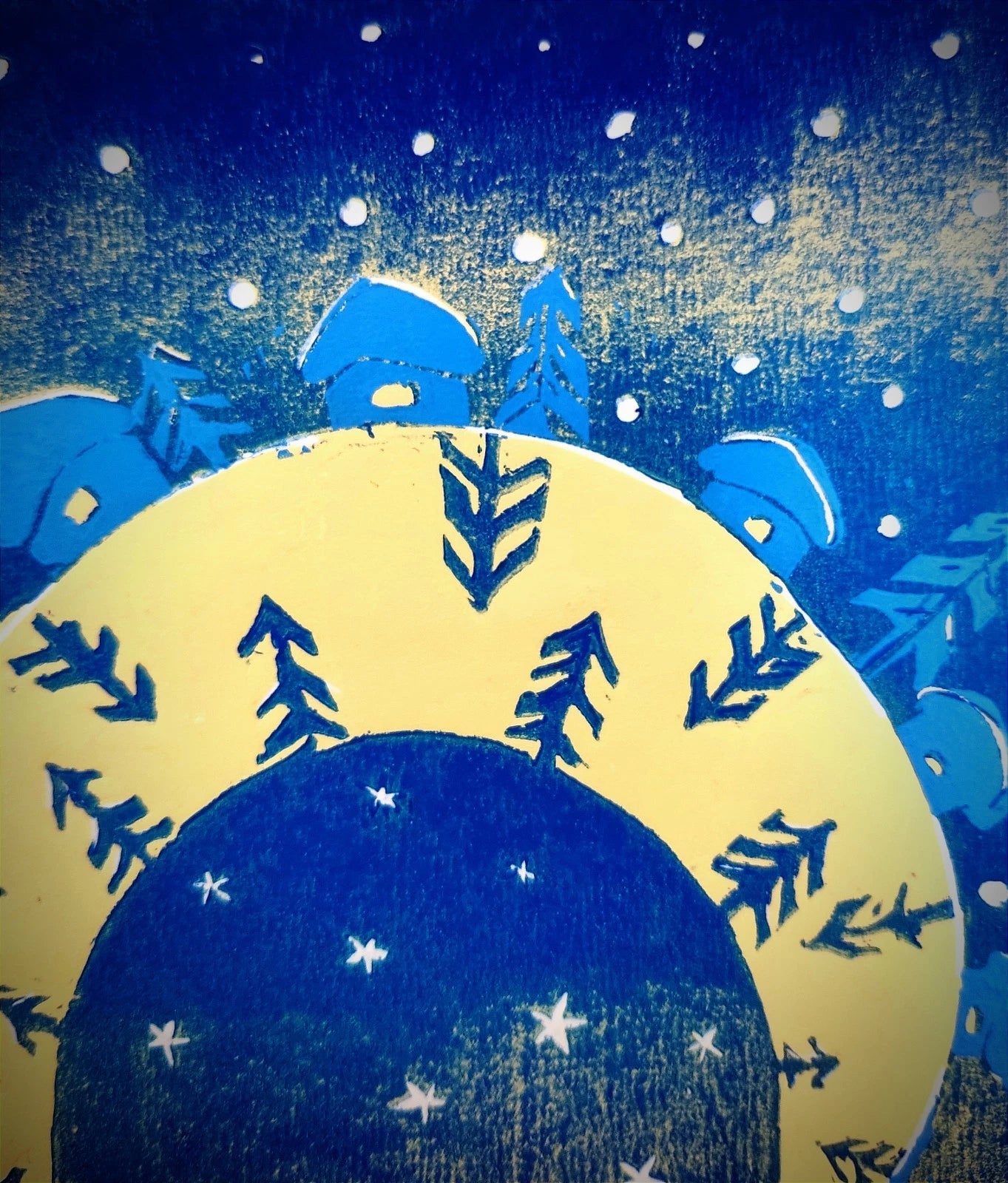 Original Color Linocut Print — Limited Edition — Hand Printed Reduction Linocut