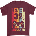 32nd Birthday 32 Year Old Level Up Gaming Mens T-Shirt 100% Cotton