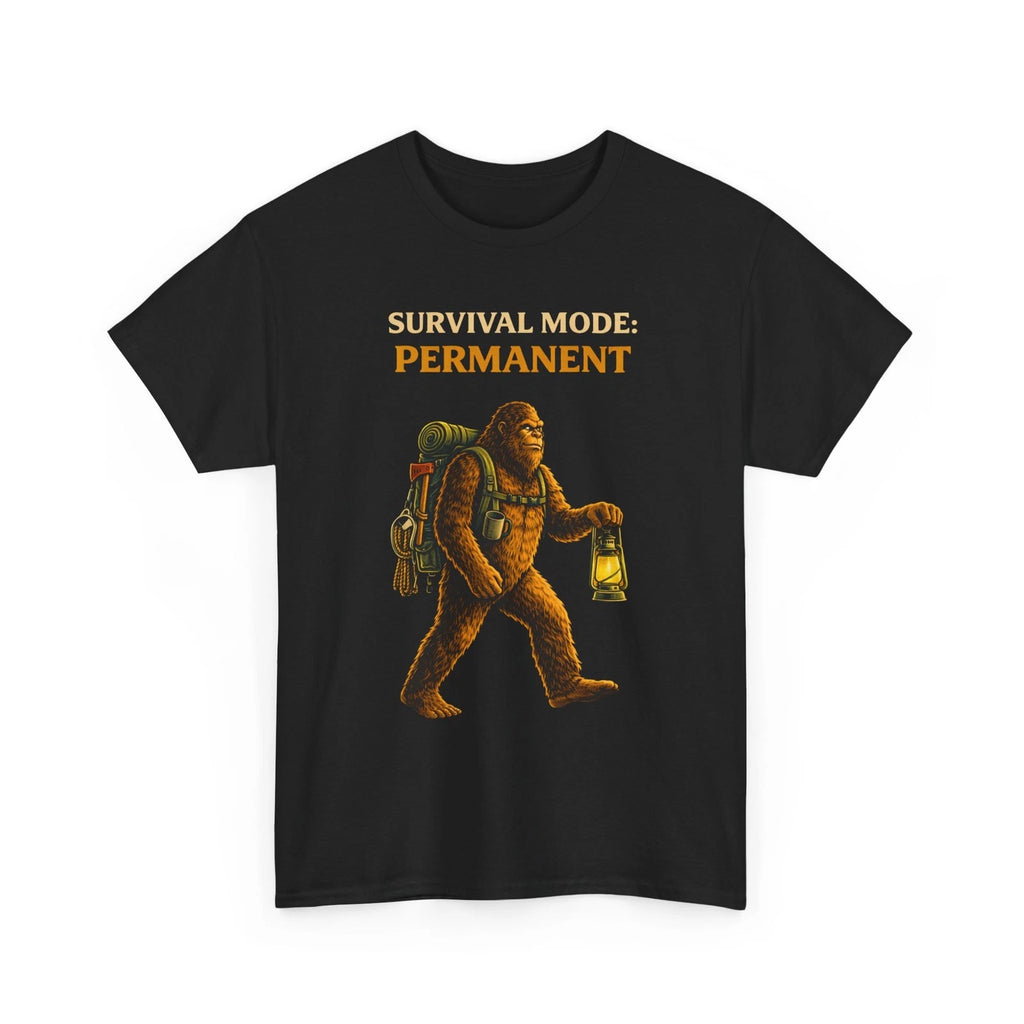 Survival Mode Permanent Bigfoot T-Shirt Cryptid Explorer Lantern Tee