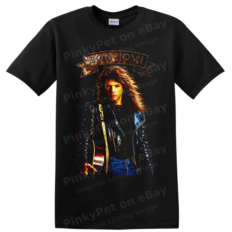 Bon Jovi Rock Band Portrait Guitar T Shirt Vintage Concert Music Fan Art Tee