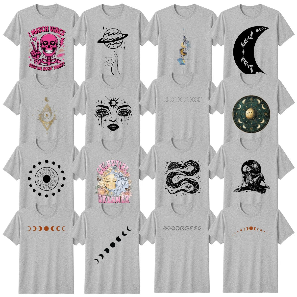 Boho Moon Phases Astrology T-Shirt Moon And Stars Celestial Gift
