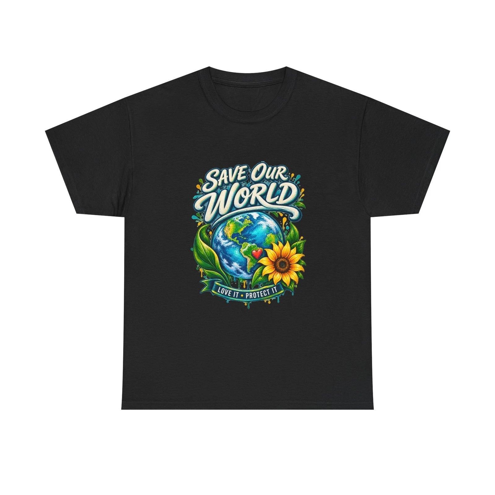 Save Our World Tee | Earth, Sunflower, Eco Conservation Shirt