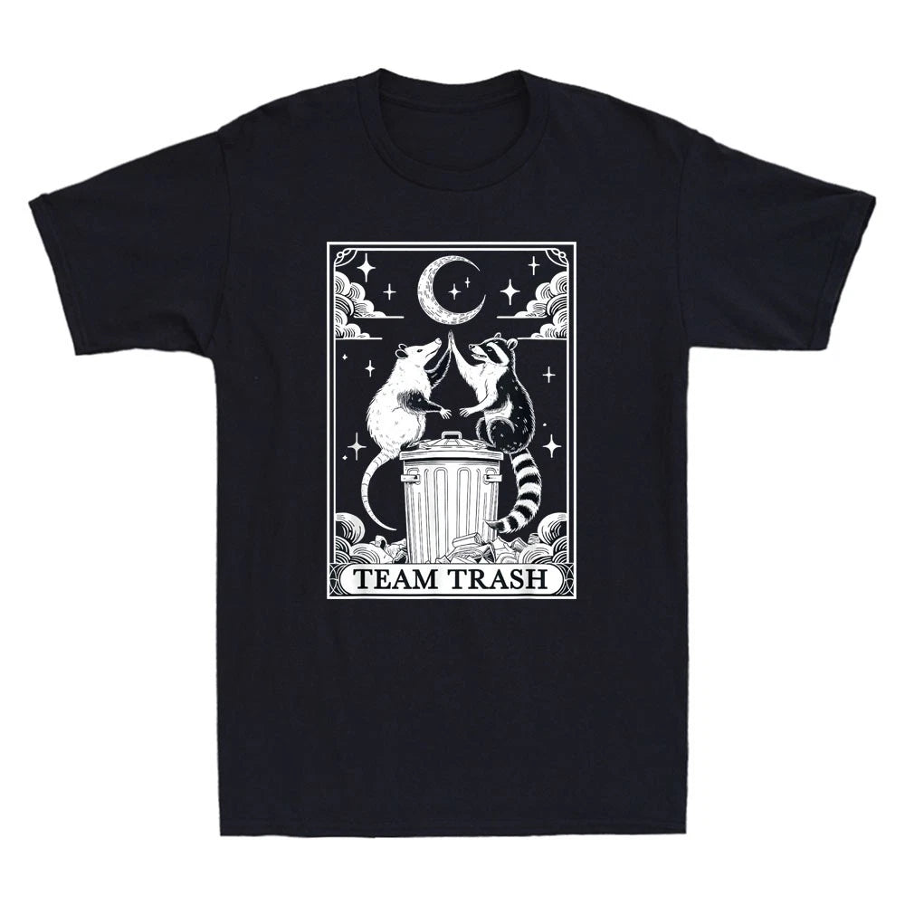 Tarot Card Vintage Team Trash Crescent Moon Opossum Raccoon Retro Men's T-Shirt